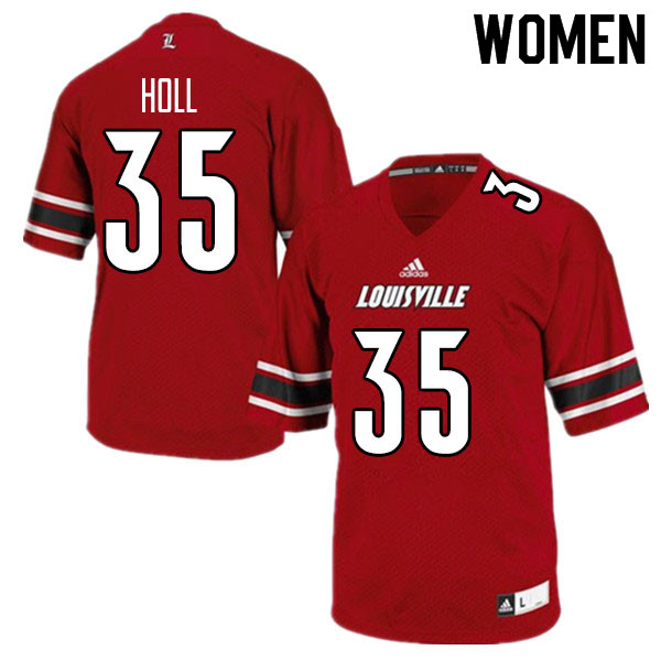 Women #35 T.J. Holl Louisville Cardinals College Football Jerseys Sale-Red - Click Image to Close